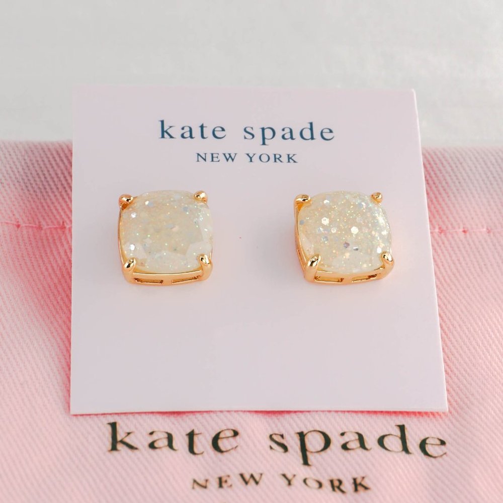 Kate Spade Small Square Stud in Opal Glitter (with Dust Bag) NEW